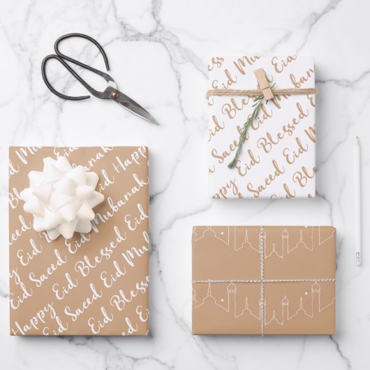 Blush Eid Calligrafie Masjid Patroon Ontwerp Inpakpapier Vel (Voorkant)