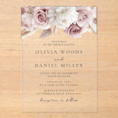 Blush Elegance: prachtige bloemenbruiloft Acryl Uitnodigingen (Voorkant)