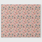 Blush Elegance: Roze Abstract Kerstmis Cadeaupapier (Vlak)