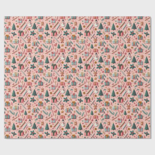 Blush Elegance: Roze Abstract Kerstmis Cadeaupapier (Vlak)