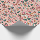 Blush Elegance: Roze Abstract Kerstmis Cadeaupapier (Hoek)