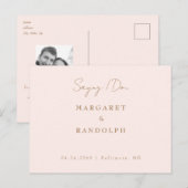 Blush Elegance Wedding Sla de datum op Aankondigingskaart (Voorkant / Achterkant)