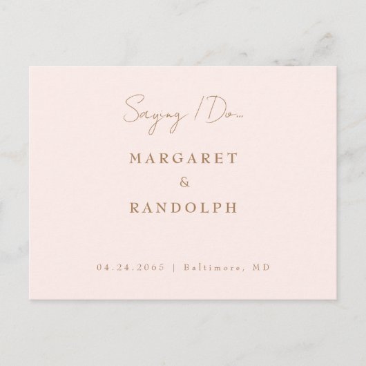 Blush Elegance Wedding Sla de datum op Aankondigingskaart (Voorkant)