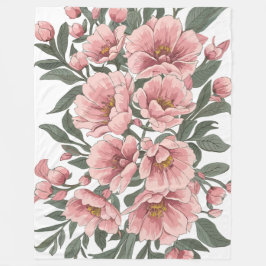 Blush Elegance: Zacht roze bloemenboeket Fleece Deken