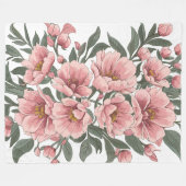 Blush Elegance: Zacht roze bloemenboeket Fleece Deken (Voorkant (Horizontaal))