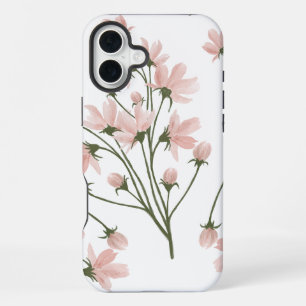 Blush elegant bloemmotief iPhone 16 plus hoesje