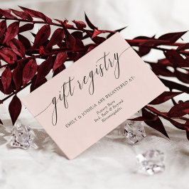 Blush Elegant Minimalist Calligraphy Gift Registry Informatiekaartje