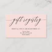 Blush Elegant Minimalist Calligraphy Gift Registry Informatiekaartje (Voorkant)