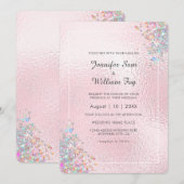 Blush Elegant Modern Holografisch Glitter Metallic Kaart (Voorkant / Achterkant)