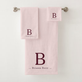 Blush Elegant Monogram Bad Handdoek