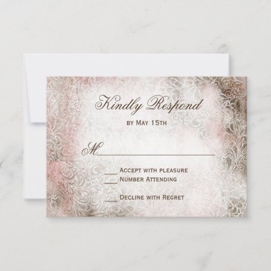  Blush Elegant Rustic Wedding RSVP-kaarten RSVP Kaartje (Voorkant)
