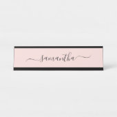 Blush Elegant Swash Handtekening Naam Bureau Naambordje (Voorkant)