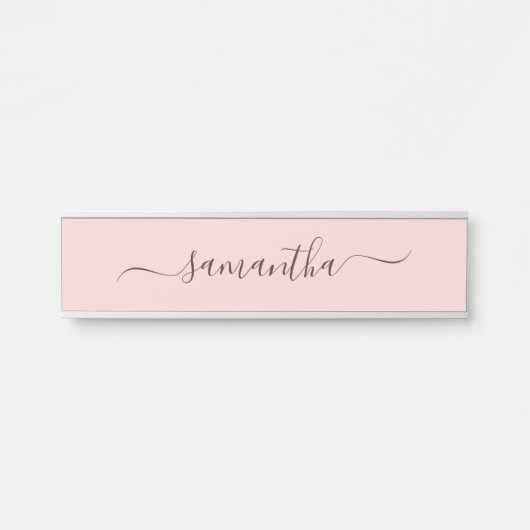 Blush Elegant Swash Handtekening Naam Deurbordje (Voorkant)