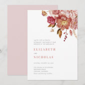 Blush Elegant Waterverf Floral Wedding Kaart (Voorkant / Achterkant)