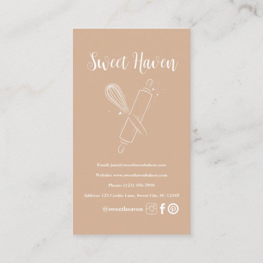 Blush Elegante minimalistische kookgerei Bakkerij Visitekaartje (Achterkant)