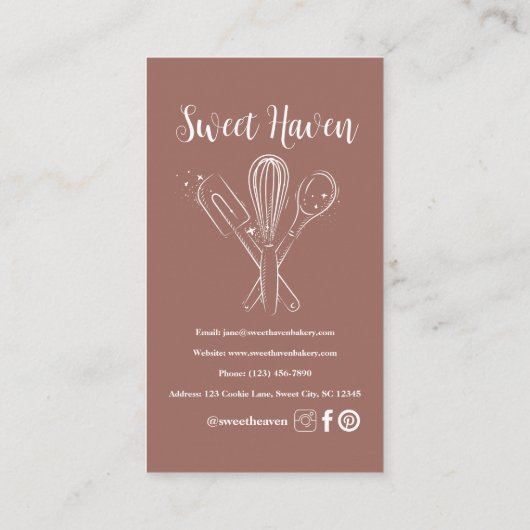 Blush Elegante minimalistische kookgerei Bakkerij Visitekaartje (Achterkant)