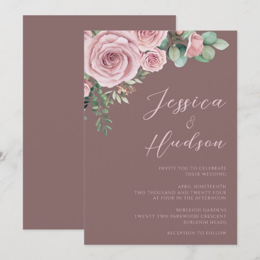 Blush Elegantie Moderne Trending Bruiloft Kaart (Voorkant / Achterkant)