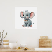 Blush Elephant Baby Room Poster – Animal Nursery  (Keuken)