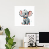 Blush Elephant Baby Room Poster – Animal Nursery  (Thuiskantoor)