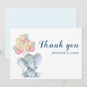 Blush Elephant Boy Baby shower Bedankkaart (Voorkant / Achterkant)