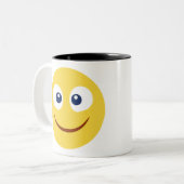 Blush Emoji Tweekleurige Koffiemok (Voorkant links)