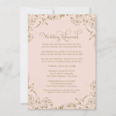  Blush en Antiek gouden bruiloft repetitie Kaart (Voorkant)