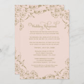 Blush en Antiek gouden bruiloft repetitie Kaart (Voorkant / Achterkant)