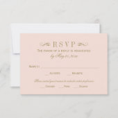 Blush en Antiek goudhuwelijk RSVP Kaartje (Voorkant)