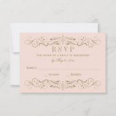 Blush en Antiek goudhuwelijk RSVP Kaartje (Voorkant)