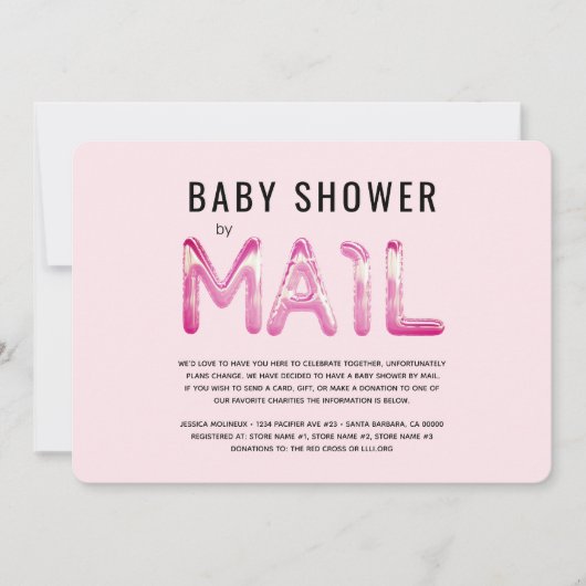 Blush en Black Baby shower door Mail Invitation Kaart (Voorkant)