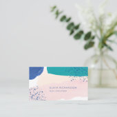 Blush en blauw | ABSTRACTE WATERVERF Visitekaartje (Staand voorkant)