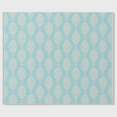 Blush en Blauw Damast Patroon Cadeaupapier (Vlak)