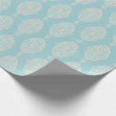 Blush en Blauw Damast Patroon Cadeaupapier (Hoek)