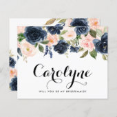 Blush en blauwe bloemen zullen je mijn Bridesmaid (Voorkant / Achterkant)