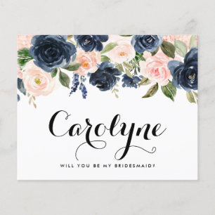 Blush en blauwe bloemen zullen je mijn Bridesmaid