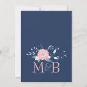 Blush en blauwe Boho trouwuitnodigingen met RSVP Kaart (Achterkant)