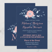 Blush en blauwe Boho trouwuitnodigingen met RSVP Kaart (Voorkant / Achterkant)