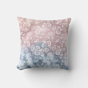 Blush en blauwe glans kussen