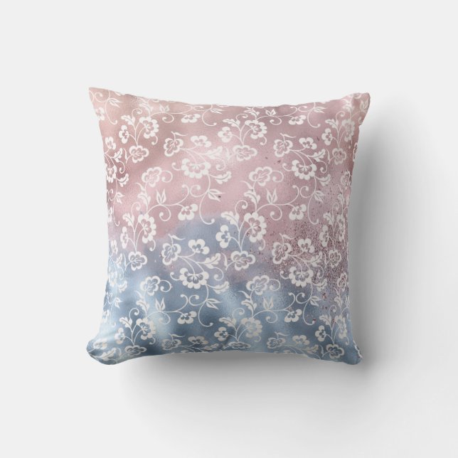 Blush en blauwe glans kussen (Voorkant)