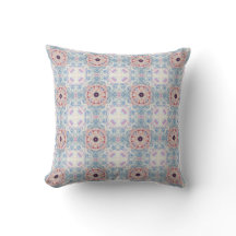 Blush en Blauwe Waterverf Bloemen Tegel Patroon