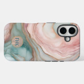 Blush en Blauwgroen gemarmerd Case-Mate iPhone Case (Achterkant (horizontaal))