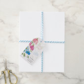 Blush en Blue Flotal Spring Waterverf Flowers Cadeaulabel (Met Touw)