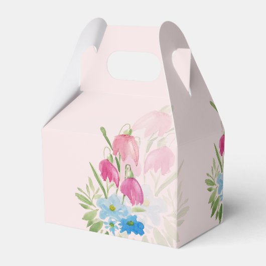 Blush en Blue Spring Waterverf Flowers Bedankdoosjes (Achterkant)