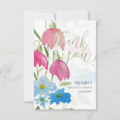 Blush en Blue Spring Waterverf Flowers Bedankkaart (Voorkant)