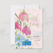 Blush en Blue Spring Waterverf Flowers Bedankkaart (Voorkant)