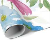 Blush en Blue Spring Waterverf Flowers Cadeaupapier (Rol Hoek)
