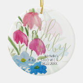 Blush en Blue Spring Waterverf Flowers Keramisch Ornament (Voorkant)