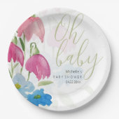 Blush en Blue Spring Waterverf Flowers Papieren Bordje (Voorkant)