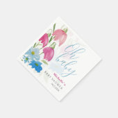 Blush en Blue Spring Waterverf Flowers Servet (Hoek)