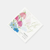 Blush en Blue Spring Waterverf Flowers Servet (Hoek)